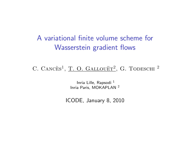 a variational finite volume scheme for wasserstein
