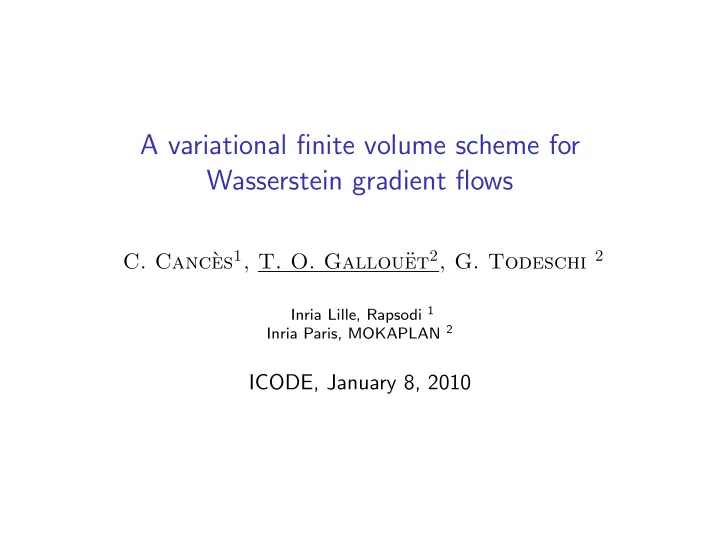 a variational finite volume scheme for wasserstein