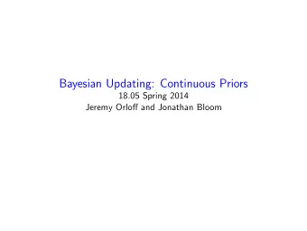 Bayesian Updating: Continuous Priors 18.05 Spring 2014 Jeremy Orloff and Jonathan Bloom Beta