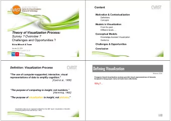 Defining Visualization  Definition: Visualization Process  [Munzner, 2014]  &quot;The use of