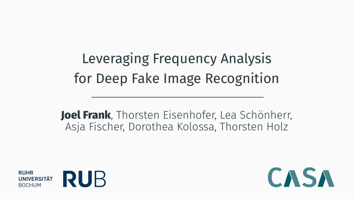 leveraging frequency analysis for deep fake image