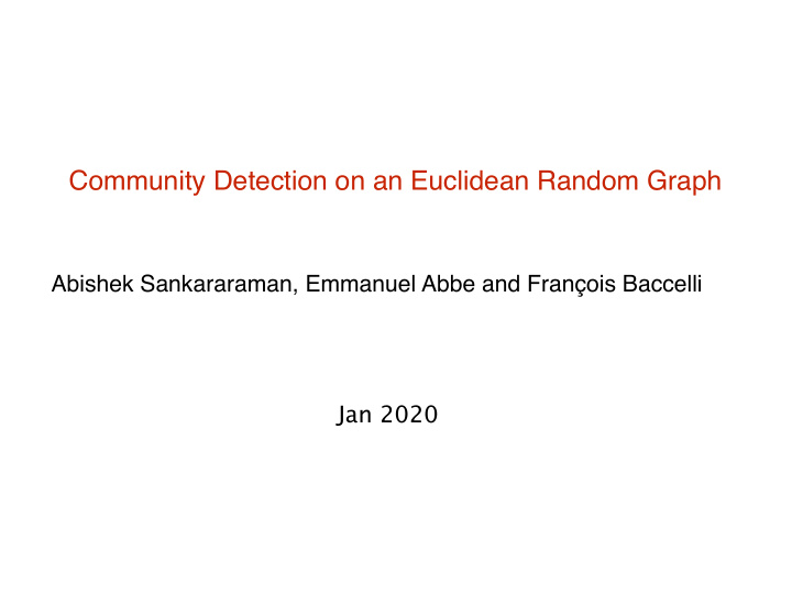 community detection on an euclidean random graph