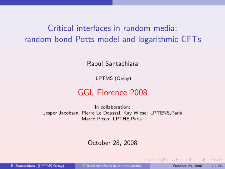 critical interfaces in random media random bond potts