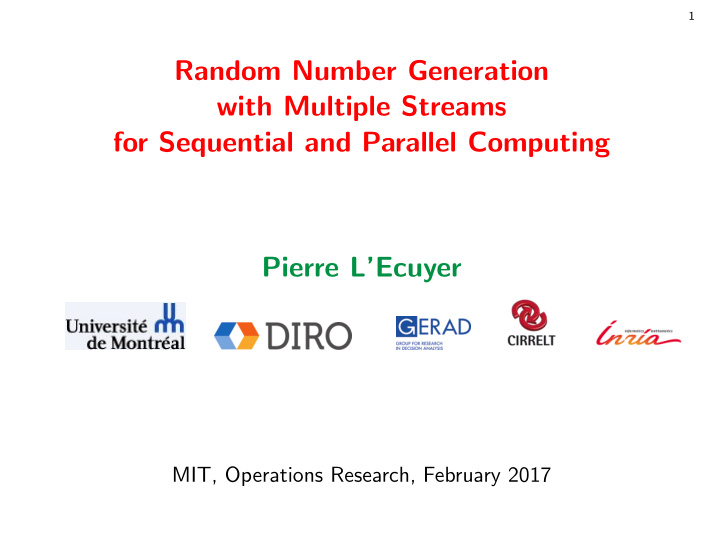 random number generation with multiple streams for