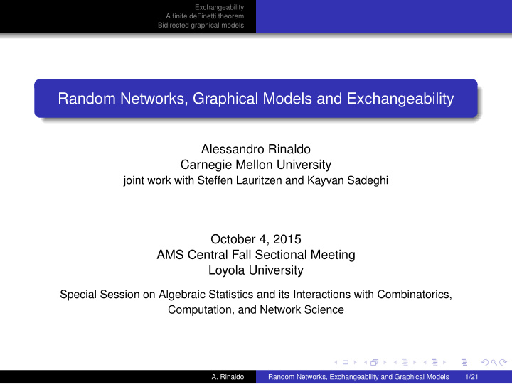 random networks graphical models and exchangeability