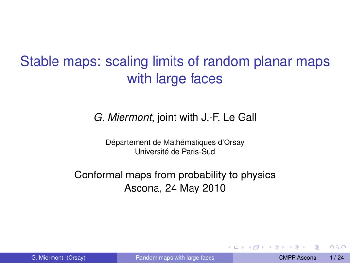 stable maps scaling limits of random planar maps with
