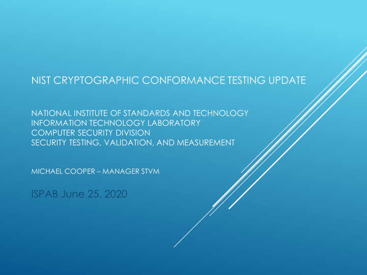 nist cryptographic conformance testing update