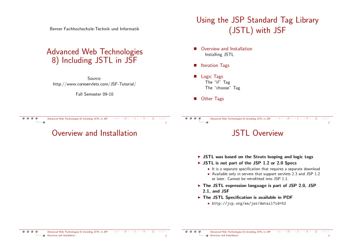 using the jsp standard tag library jstl with jsf