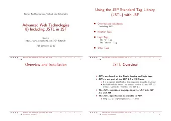 Using the JSP Standard Tag Library  (JSTL) with JSF  Berner Fachhochschule-Technik und Informatik