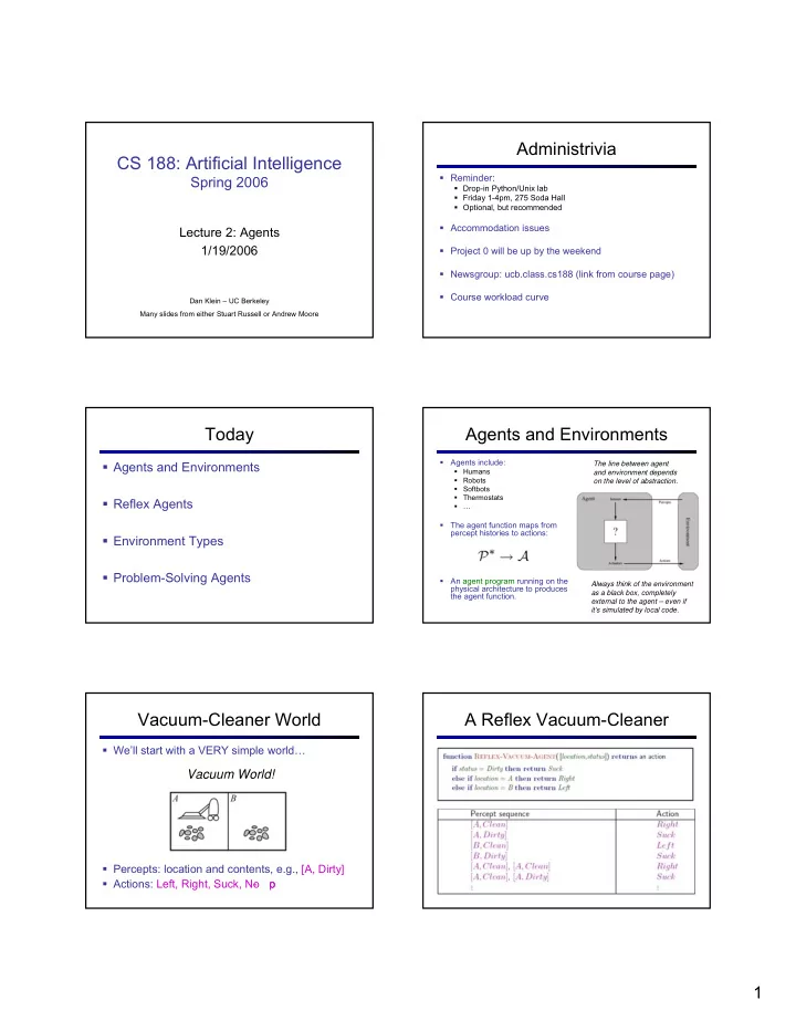 administrivia cs 188 artificial intelligence