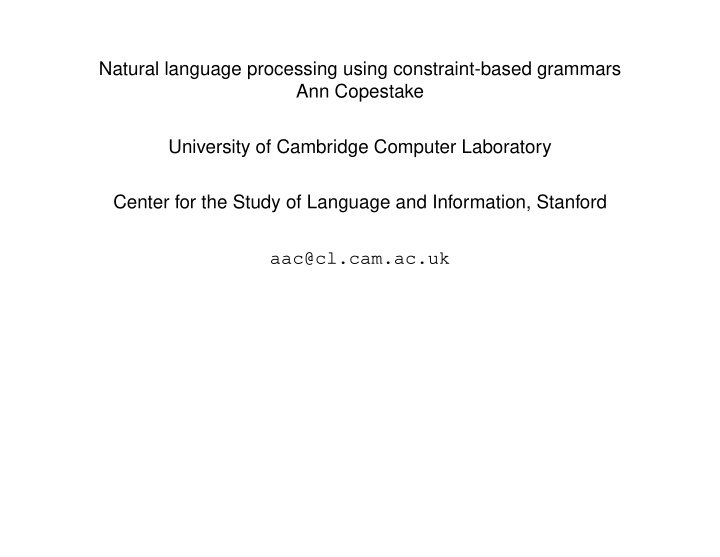 natural language processing using constraint based