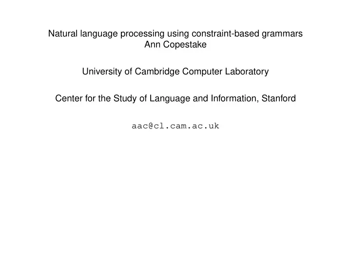 natural language processing using constraint based