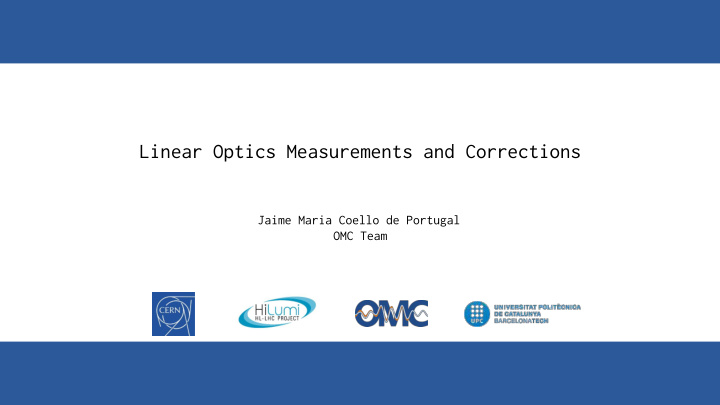 linear optics measurements and corrections