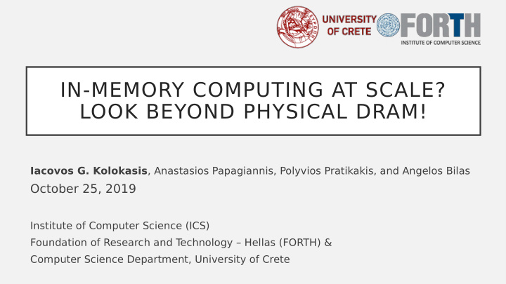 in memory computing at scale look beyond physical dram