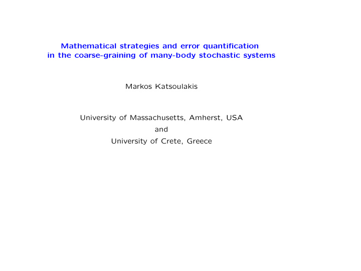 mathematical strategies and error quantification in the