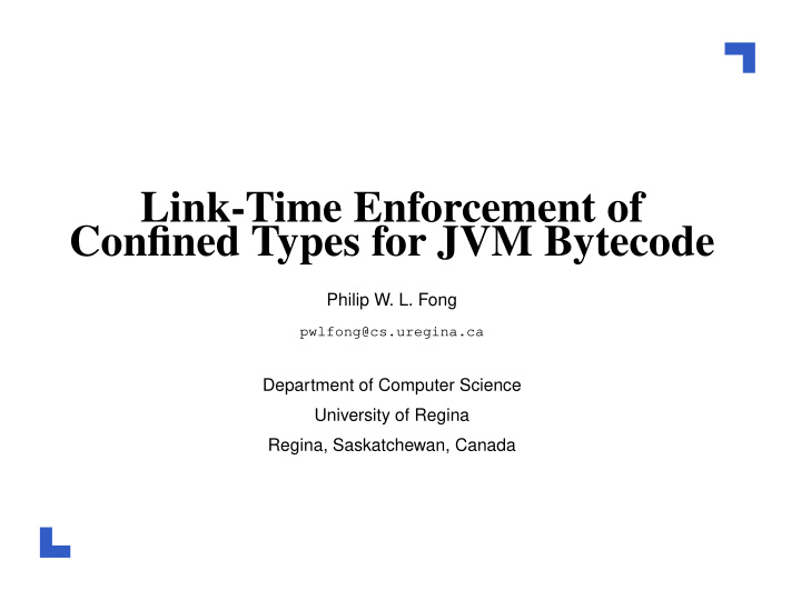 link time enforcement of confined types for jvm bytecode