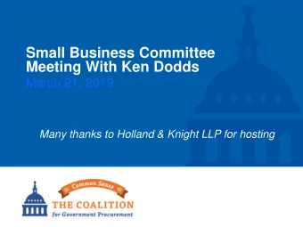 Meeting With Ken Dodds  March 21, 2019  Many thanks to Holland &amp; Knight LLP for hosting