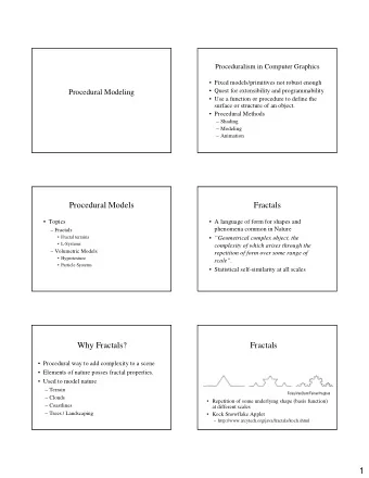 1  Fractals - Mandelbrot Set  Fractals  The Mandelbrot Set   Plot of a recursive mathematical