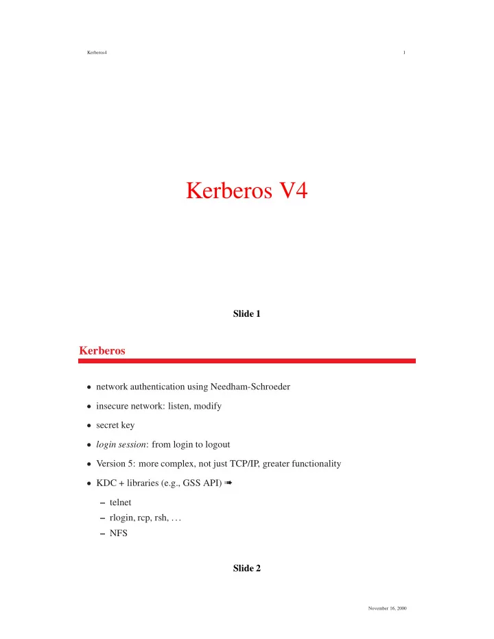 kerberos v4