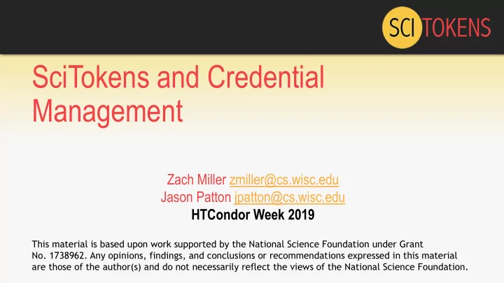 scitokens and credential management