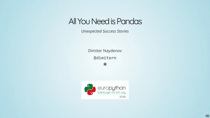 all you need is pandas all you need is pandas