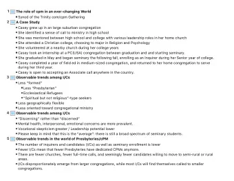 1  The role of cpm in an ever-changing World  Synod of the Trinity com/cpm Gathering  2  A Case