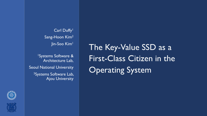 the key value ssd as a first class citizen in the