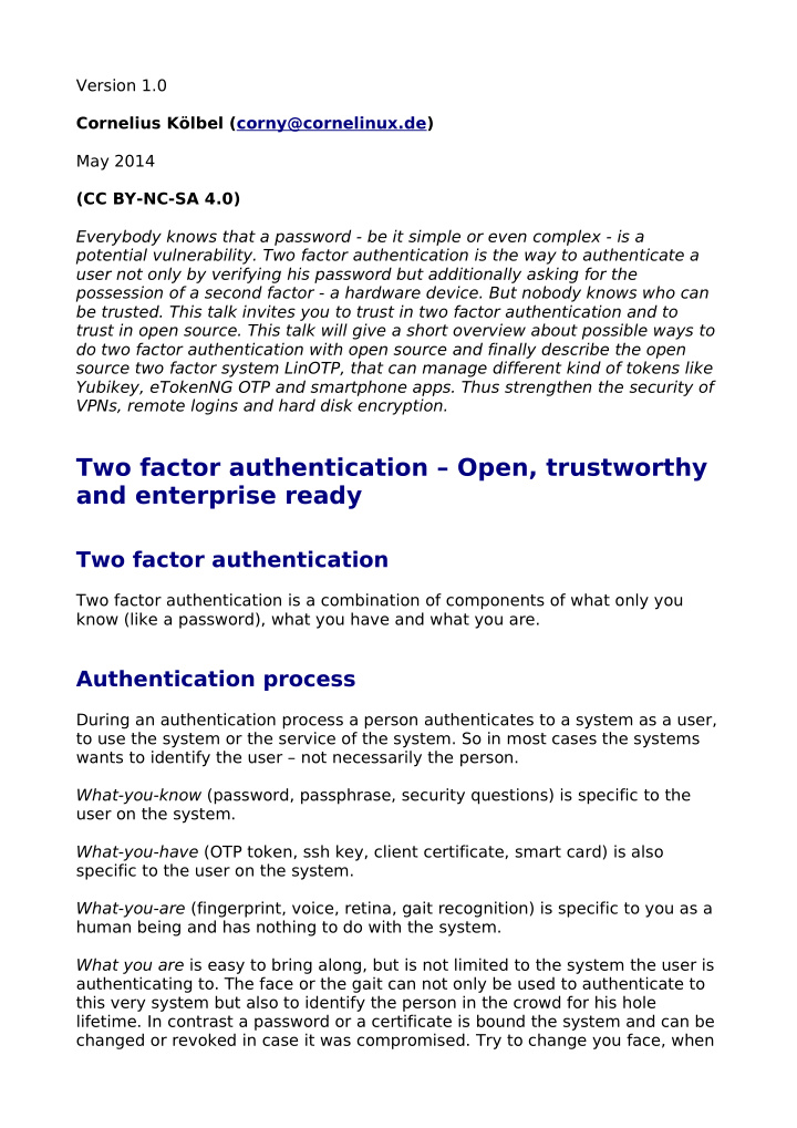 two factor authentication open trustworthy and enterprise