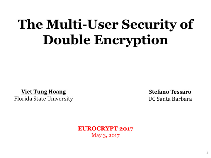 the multi user security of