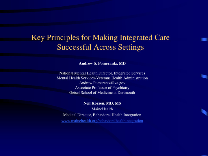 key principles for making integrated care successful
