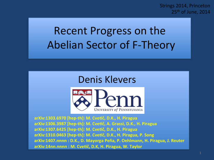 recent progress on the abelian sector of f theory