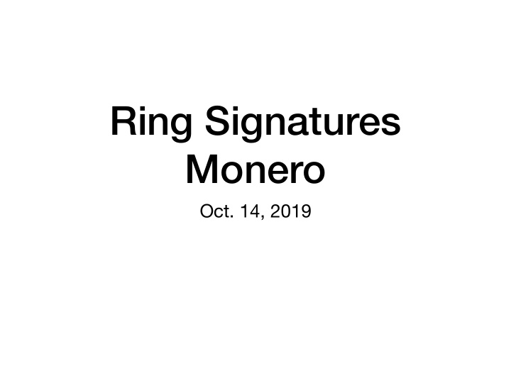 ring signatures monero