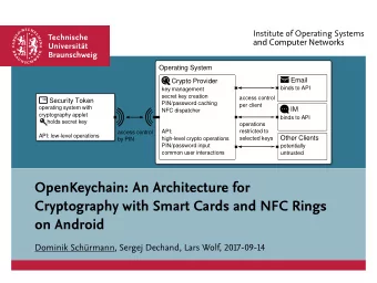 OpenKeychain: An Architecture for  Cryptography with Smart Cards and NFC Rings  on Android  Dominik