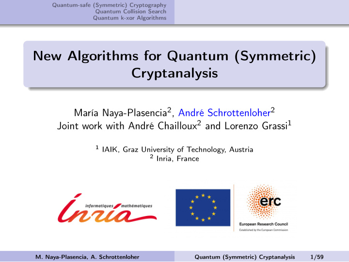 new algorithms for quantum symmetric cryptanalysis