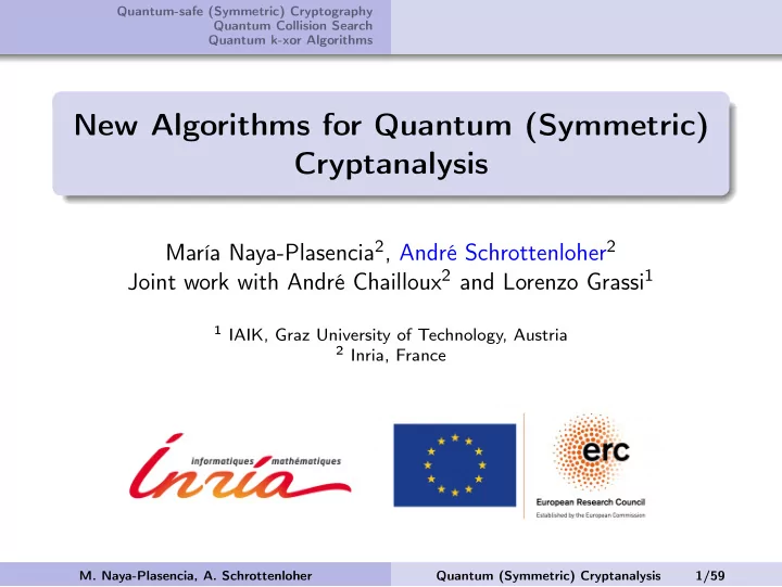 new algorithms for quantum symmetric cryptanalysis