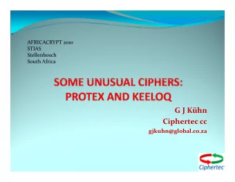 G J Khn Ciphertec cc  p  gjkuhn@global.co.za  Contents  Contents  Protex: First electronic