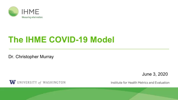 the ihme covid 19 model