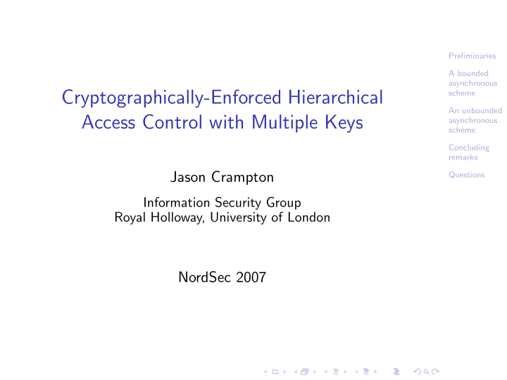 cryptographically enforced hierarchical