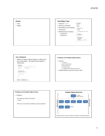3/14/16  Review    Class/Object  Type    Class    Keyword   class  class Point