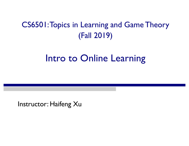 intro to online learning