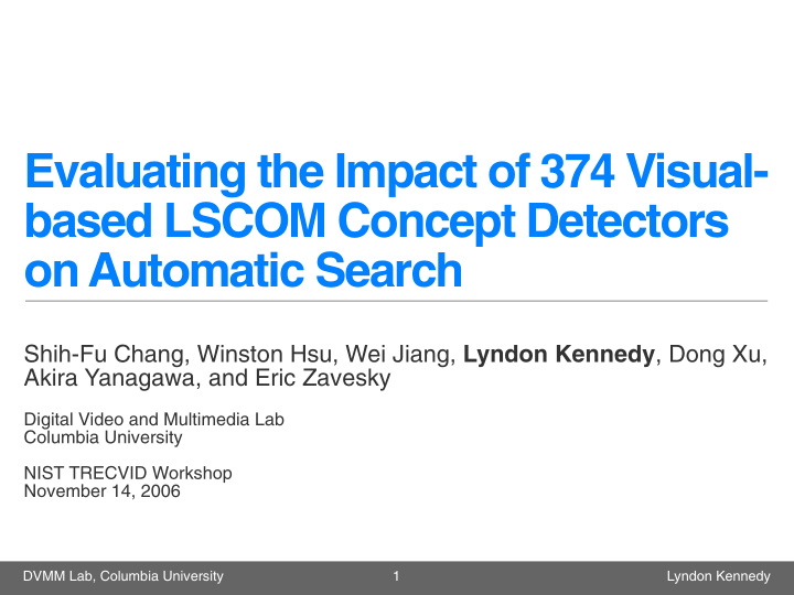 evaluating the impact of 374 visual based lscom concept