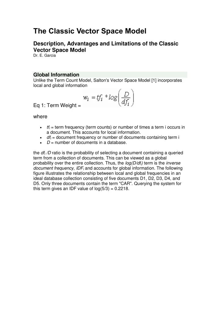 the classic vector space model