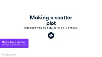 Making a scatter  plot  IN TR OD U C TION  TO DATA SC IE N C E  IN  P YTH ON Hillar y Green -