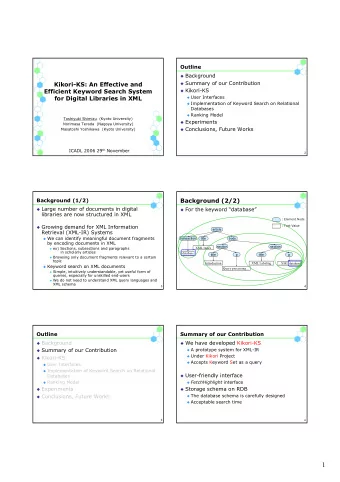 1  Outline  Overview of Kikori-KS  Background  Summary of our Contribution  SQL Translation