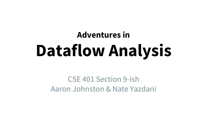dataflow analysis