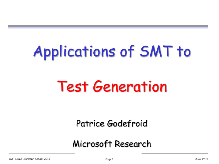 applications of smt to