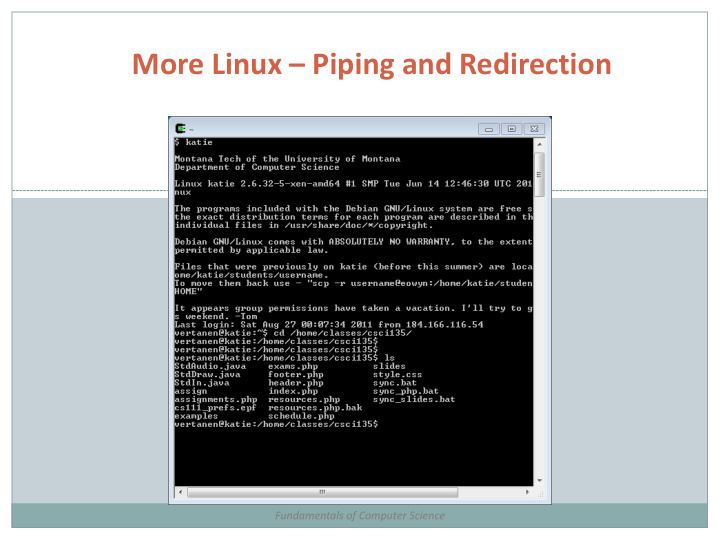 more linux piping and redirection