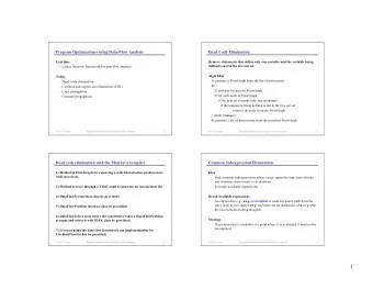 1  CSE Example  CSE Approach 1  Before CSE  After CSE  Notation  c := a + b  c := a + b