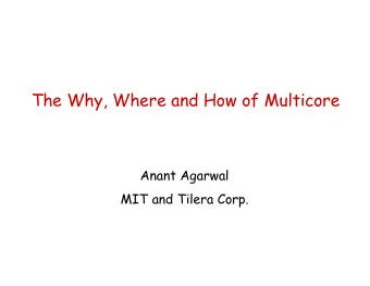 The Why, Where and How of Multicore  Anant Agarwal  MIT and Tilera Corp.  What is Multicore?