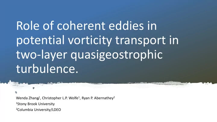 potential vorticity transport in